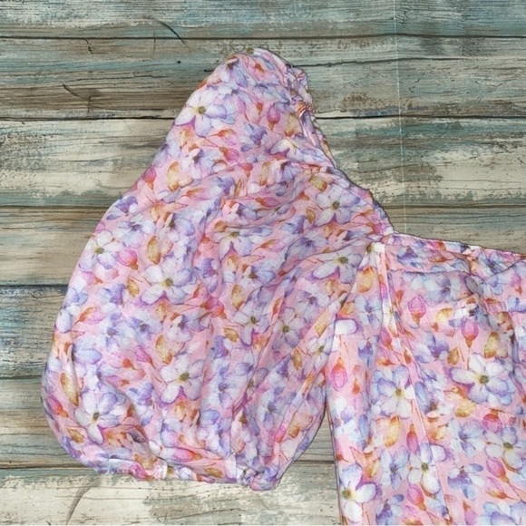 Bardot Kiah Pink Blossom Floral Puff Sleeve Corset Top - Picture 4 of 7